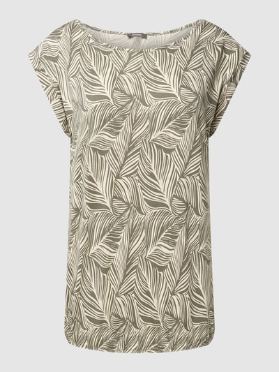 Montego T-shirt z przeszytą zakładką na rękawach Trzcinowy 2