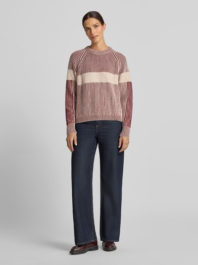 ARMEDANGELS Loose Fit Pullover aus Woll-Mix Modell 'RIB ARTWORK KNIT' Bordeaux 1