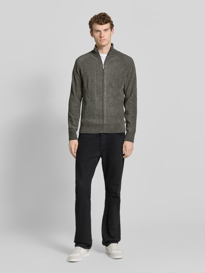 JAKE*S STUDIO MEN Cardigan met opstaande kraag en ritssluiting Donkergrijs - 1
