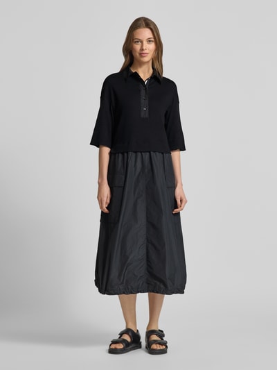 Marc Cain Midikleid mit Knopfleiste Metallic Black 4