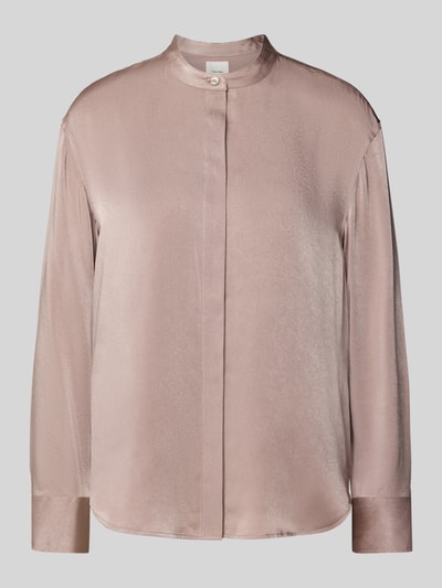 Produktfoto, Relaxed Fit Bluse mit Stehkragen von Calvin Klein Womenswear, satyna, krój relaxed fit, z długim rękawem, długość tyłu w rozmiarze S 65 cm, długość rękawów w rozmiarze S 57 cm, kolor jasnoróżowy, gładka tekstura