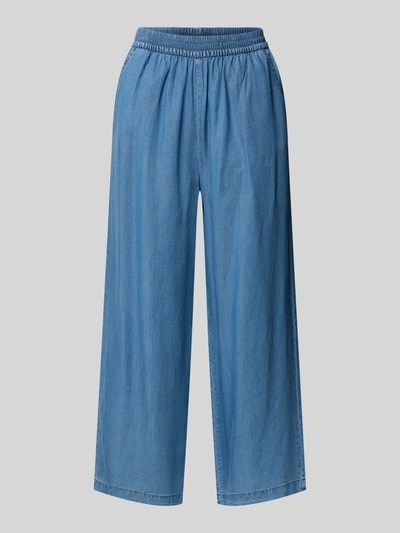 Produktfoto, Relaxed Fit Culotte aus reinem Lyocell Modell 'CHARIS' von Only in hellblauer Denim-Optik mit elastischem Bund und Eingrifftaschen, glatte Popeline-Struktur.
