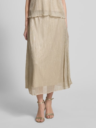 s.Oliver BLACK LABEL Plissérok in midilengte met effectgaren Goud gemêleerd - 4