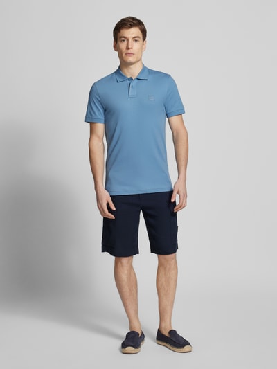 BOSS Orange RElaxed fit korte cargobroek met riemlussen, model 'Sisla' Marineblauw - 1