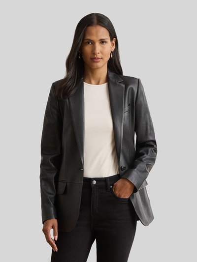 Lauren Ralph Lauren żakiet o kroju regular fit z naturalnej skóry Czarny 4