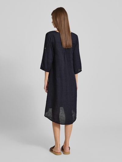 ZABAIONE Linnen jurk met tuniekkraag Marineblauw - 5