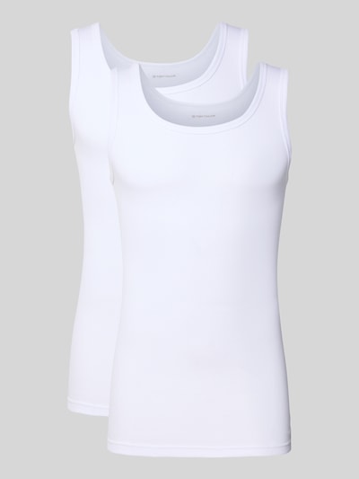 Produktfoto, Tanktop aus reiner Baumwolle im 2er-Pack von TOM TAILOR, weiß, schmaler Schnitt, feine Rippenstruktur, Rundhalsausschnitt