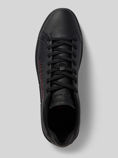 Produktfoto, Sneakersy z zaokrąglonym czubkiem, wiązanie, wyhaftowane logo, Model 'POLYS' od Replay, wysokość obcasa 3 cm, wysokość cholewki 6 cm, szerokość w rozmiarze 44: 7 cm, czarna skóra, gładka faktura
