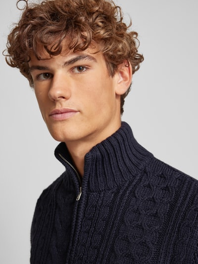 Superdry Strickpullover mit Zopfmuster Modell 'Jacob' Dunkelblau Melange 3