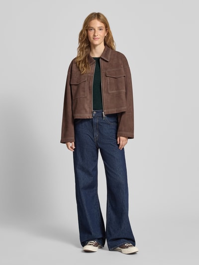 Pieces Regular fit coltrui met raglanmouwen, model 'JULIANA' Donkergroen - 1