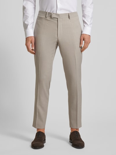 Strellson Slim fit pantalon met persplooien Beige - 4