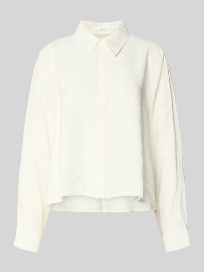 Produktfoto, Relaxed Fit Bluse aus Modalmix Modell 'Flowy' von Opus, dames blouse met overhemdkraag en knoopsluiting, kleur gebroken wit, fijne textuur, ruglengte maat 36: 55 cm, mouwlengte maat 36: 60 cm