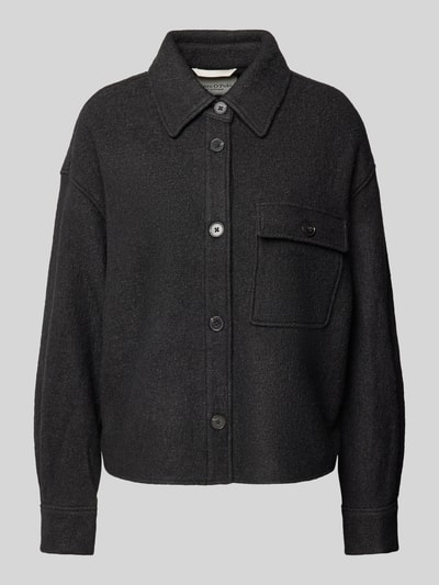 Marc O'Polo Relaxed fit overshirt van gekookte wol met waterafstotende functie Zwart - 2