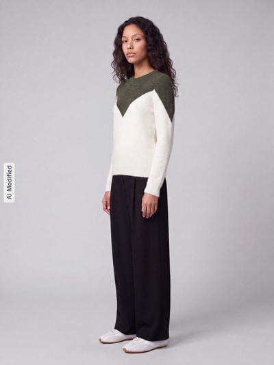 VERO MODA sweter krój regular fit z dodatkiem wełny model 'PLAZA' Ciemnozielony 1