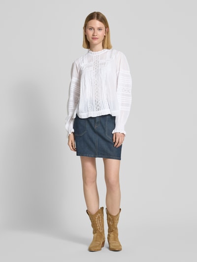 Neo Noir Bluse mit rückseitigem Knopfverschluss Modell 'Ebba' Weiss 1