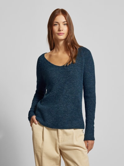 Pieces Regular fit gebreide pullover met V-hals, model 'ELLEN Donkergroen - 4