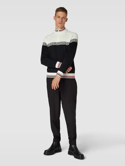 HUGO Strickpullover im Colour-Blocking-Design Modell 'Saikol' Offwhite 1