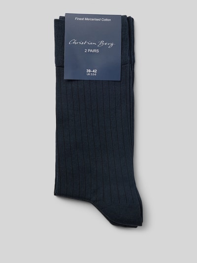 Christian Berg Men Socken mit Label-Print im 2er-Pack Marine 3