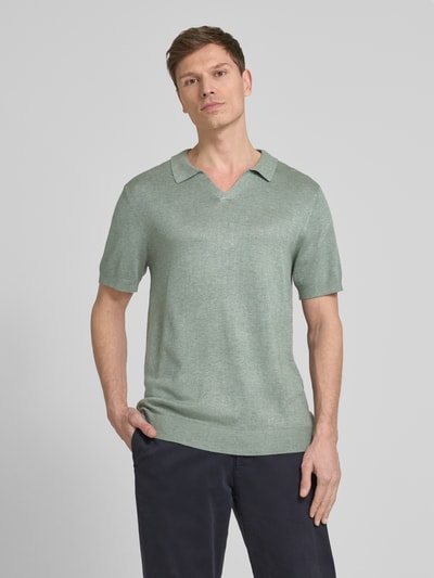 Lindbergh Slim Fit Poloshirt mit V-Ausschnitt Modell 'Ecovero' Gruen 4