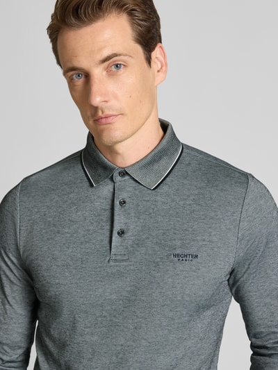 HECHTER PARIS Longsleeve mit Polokragen und kurzer Knopfleiste Mittelgrau Melange 3