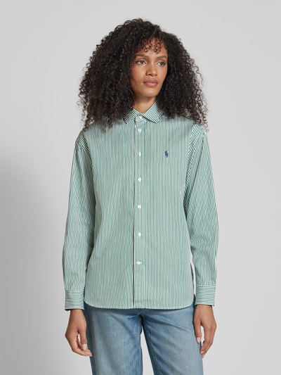 Polo Ralph Lauren Overhemdblouse met labelstitching Rietgroen - 4