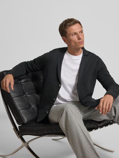 Christian Berg Men Strickjacke aus Woll-Mix mit Reverskragen Anthrazit Melange 3