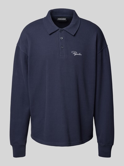 Pegador Longsleeve mit Logo-Stitching und Polokragen Marine 2