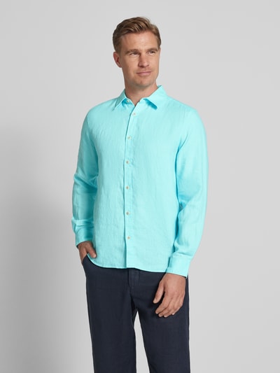 s.Oliver RED LABEL Regular fit linnen overhemd met sportmanchetten Blauw - 4