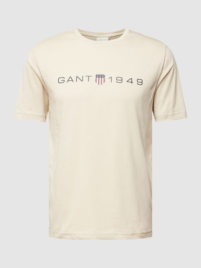 Gant T-shirt z nadrukiem z logo Piaskowy 2