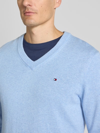 Tommy Hilfiger Regular fit pullover van een mix van katoen en kasjmier Lichtblauw - 3
