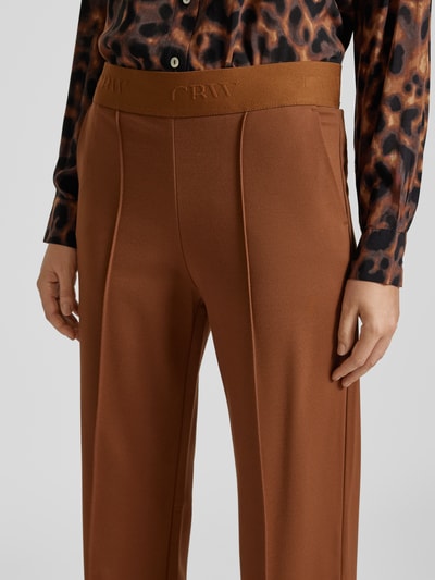 Christian Berg Woman Regular fit stoffen broek met vaste persplooien Cognac - 3