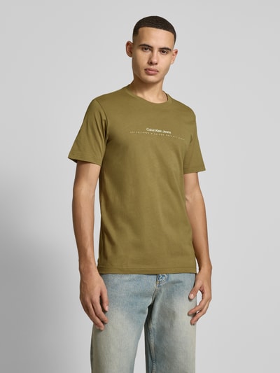 Calvin Klein Jeans T-Shirt mit Label-Print Oliv 4