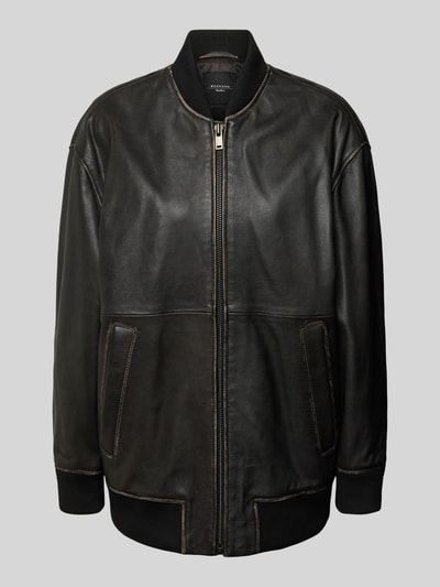 Weekend Max Mara Loose Fit Lederjacke mit Reißverschluss Modell 'TATICCO' Black 2