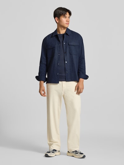 ONLY & SONS Hemdjacke mit Brusttaschen mit Viskose-Anteil Dunkelblau Melange 1