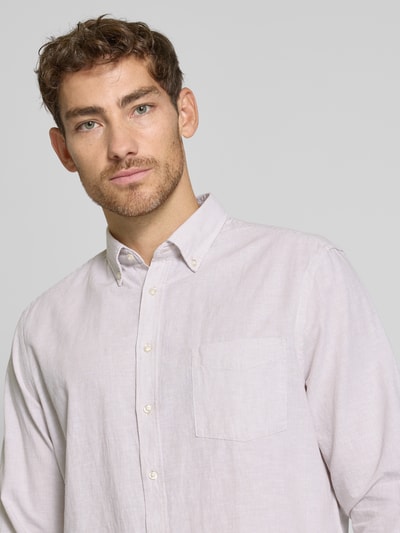 Christian Berg Men Regular Fit Freizeithemd aus Baumwoll-Mix mit Leinen-Anteil Sand 3