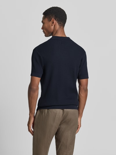 LERROS Slim Fit Strick-Poloshirt mit V-Ausschnitt Marine 5