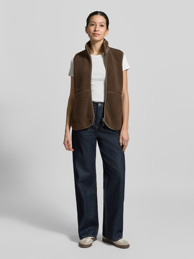 Didriksons Fleecebodywarmer met opstaande kraag Model 'SIV' Donkerbruin - 1