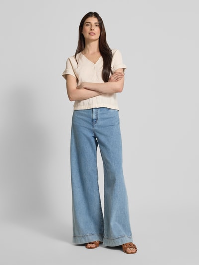 OPUS T-shirt met V-hals, model 'Solme' Zand - 1