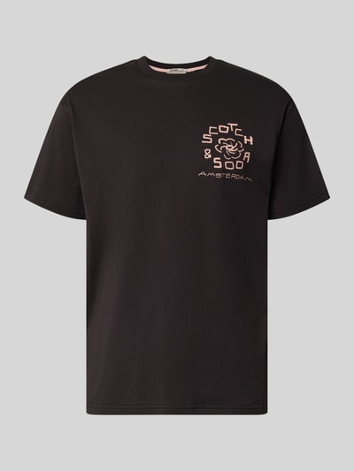 Produktfoto, T-Shirt mit Label-Print und Rundhalsausschnitt von Scotch & Soda, Herren T-Shirt aus Reine Baumwolle, Regular-Fit, schwarze Farbe