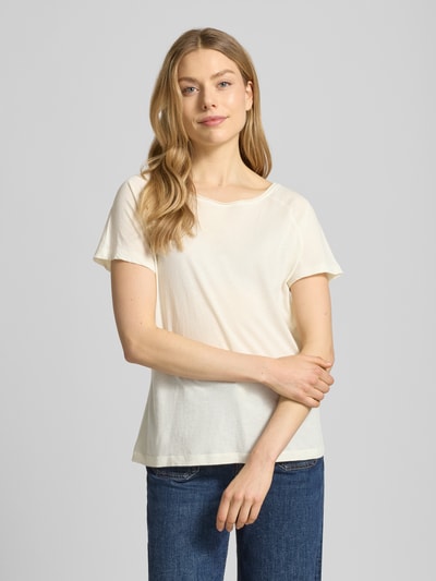American Vintage T-shirt met boothals model 'LALOOM' Ecru - 4