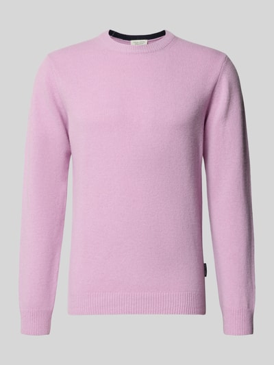 Produktfoto, helllila Strickpullover mit Rundhalsausschnitt Modell 'KARL' von Casual Friday aus Baumwoll-Mix, Regular Fit, feine Textur.