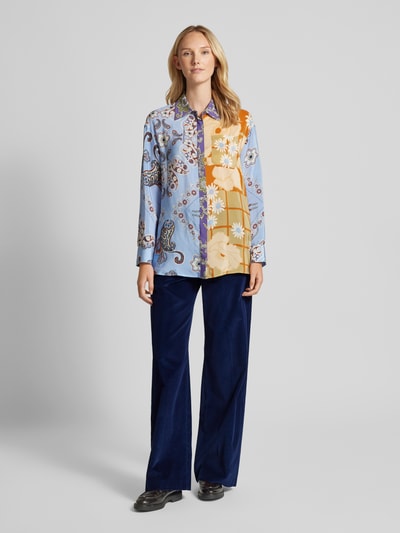 Weekend Max Mara Straight fit corduroy broek van zuiver katoen met steekzakken opzij, model 'TANIA' Marineblauw - 1