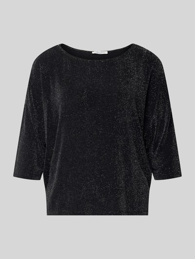 Produktfoto, Schimmerndes T-Shirt mit 3/4-Arm von Christian Berg Woman, Material-Mix, Schwarz mit Glitzer, Regular Fit, Stretch-Anteil