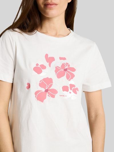 Tom Tailor Regular Fit T-Shirt aus reiner Baumwolle mit Motiv-Print Offwhite 3