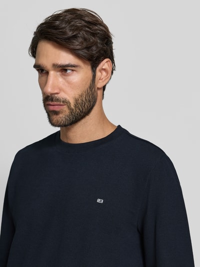 Christian Berg Men Shirt met lange mouwen, structuurmotief en ronde hals Marineblauw - 3