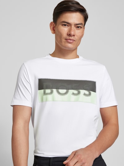 BOSS Green T-shirt z nadrukiem z logo Biały 3