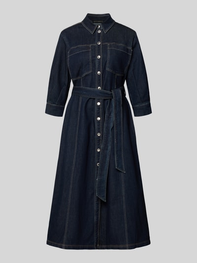 Produktfoto, Hemdblusenkleid mit Bindegürtel von Betty Barclay, bawełniany miks z lyocellem, krój A-linii, długość midi, denimowy wygląd, kołnierzyk koszulowy, listwa guzikowa, pasek, długość pleców w rozmiarze 36: 121 cm, szerokość w rozmiarze 36: 51 cm, długość rękawa w rozmiarze 36: 43 cm
