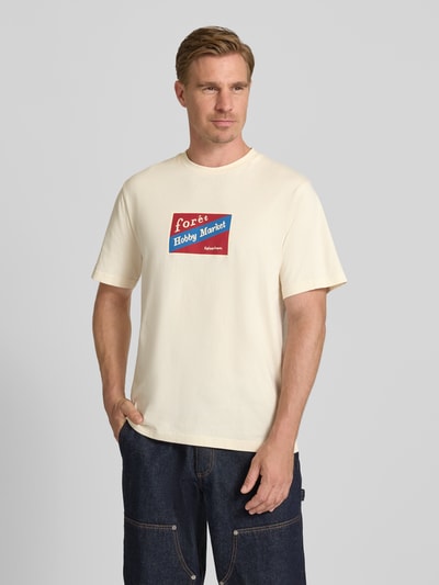 Forét T-shirt z wełny Escorial z nadrukiem z motywem model ‘HOBBY’ Złamany biały 4