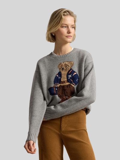 Polo Ralph Lauren Regular fit pullover van mix van wol en kasjmier met Polo-Bear-motief Grafiet - 4