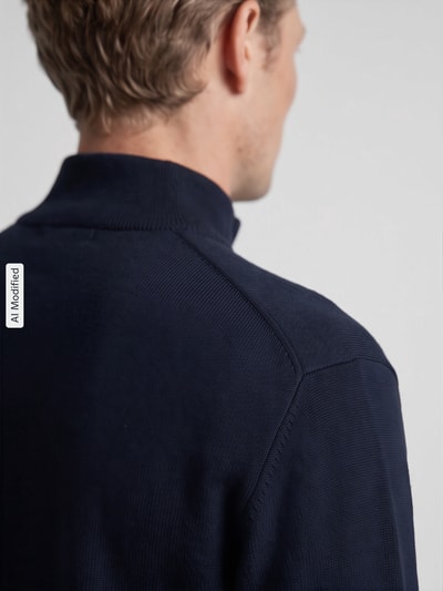 Selected Strickjacke mit Zweiwege Reißverschluss Dunkelblau 3